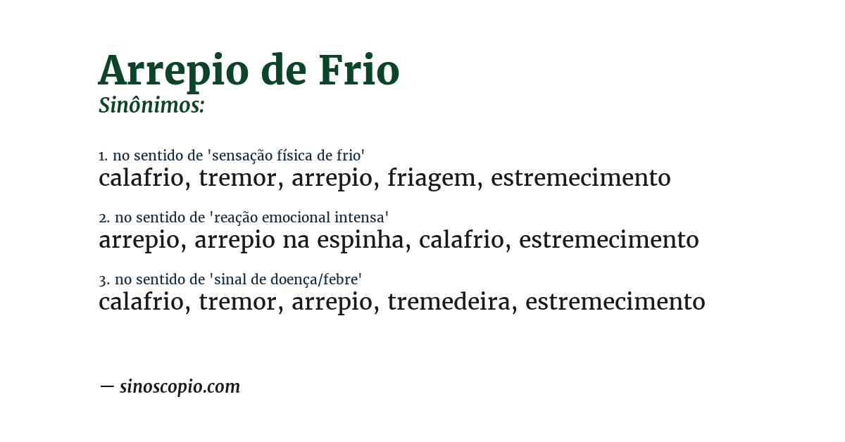 Sinônimo de arrepio de frio
