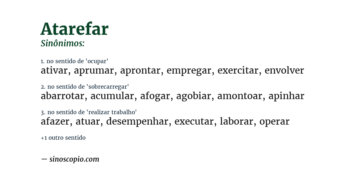 Sinônimo de atarefar