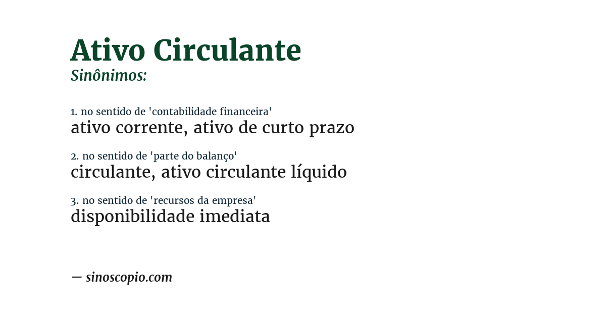 Sinônimo de ativo circulante