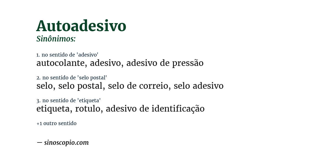 Sinônimo de autoadesivo