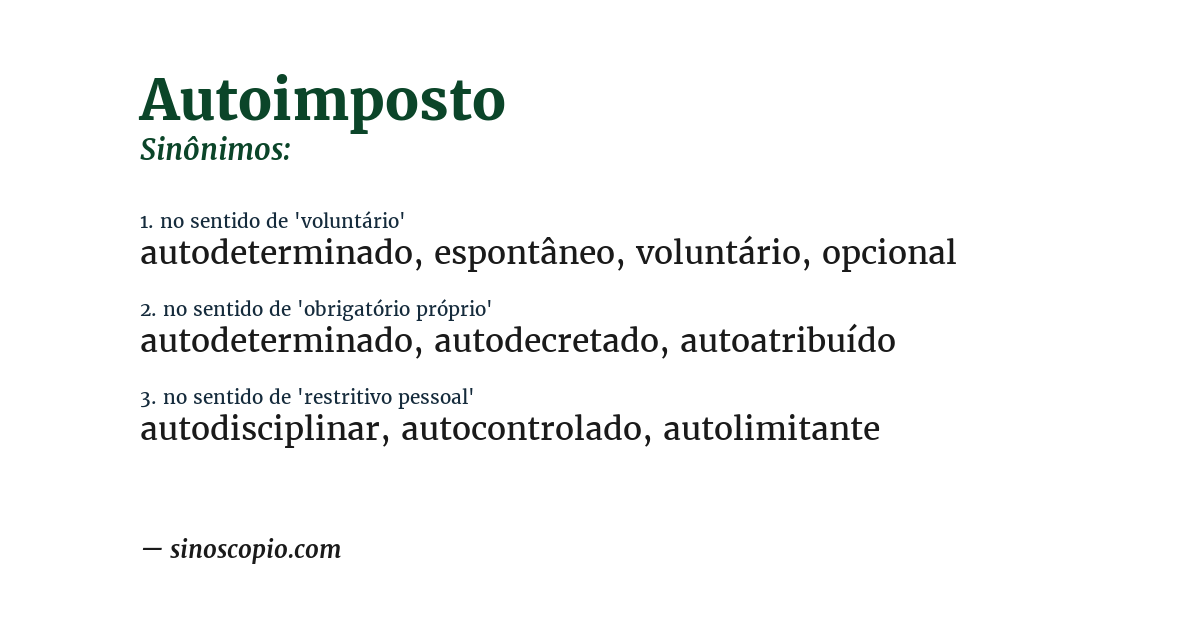 Sinônimo de autoimposto