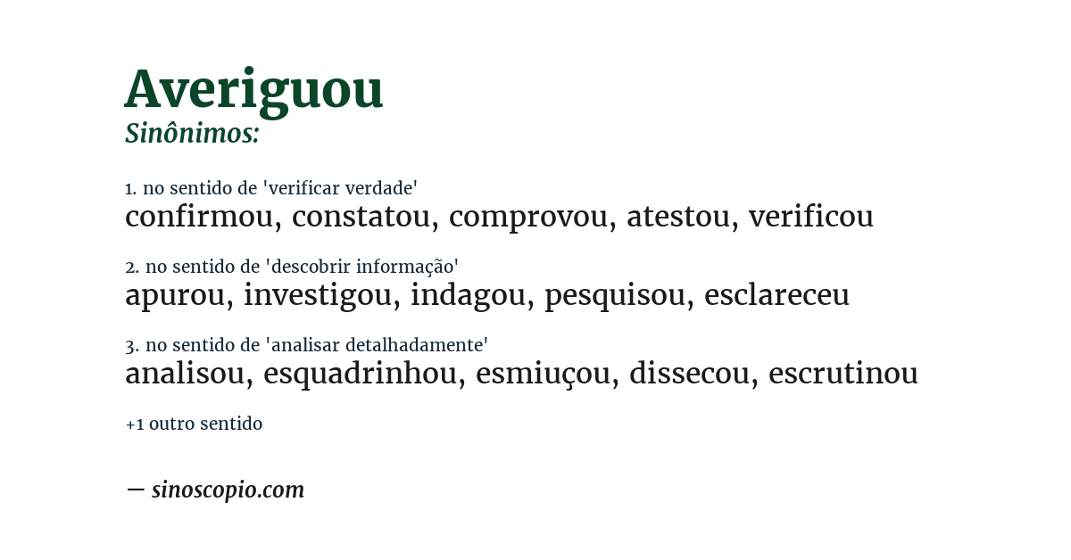 Sinônimo de averiguou