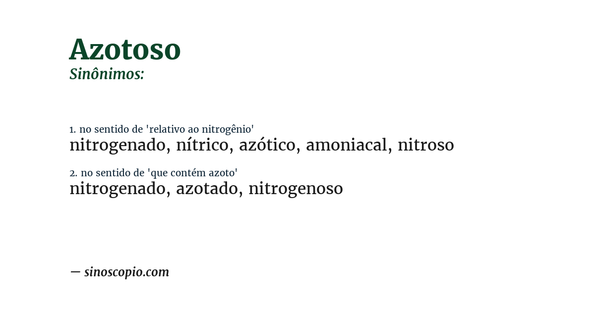 Sinônimo de azotoso