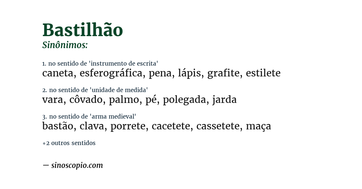 Sinônimo de bastilhão