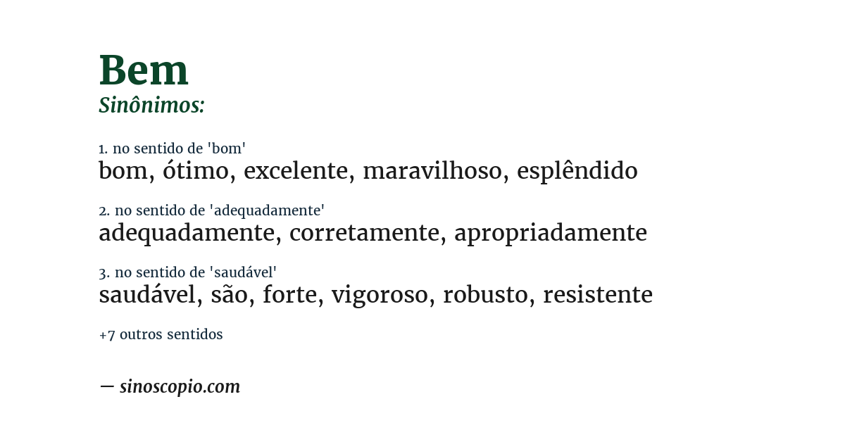 Sinônimo de bem