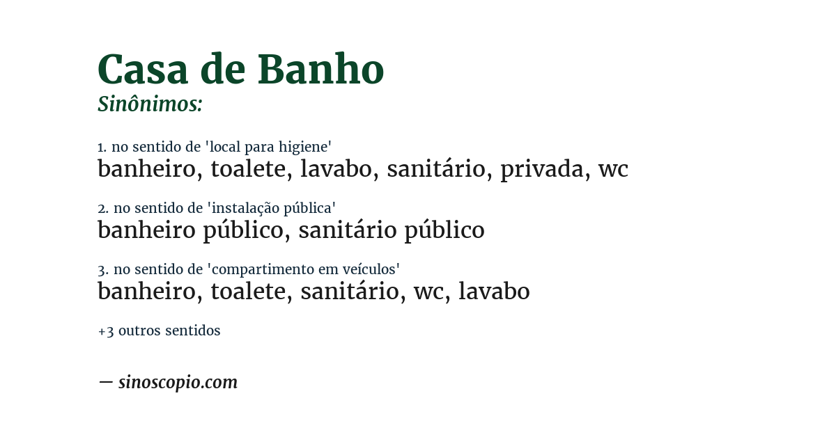 Sinônimo de casa de banho