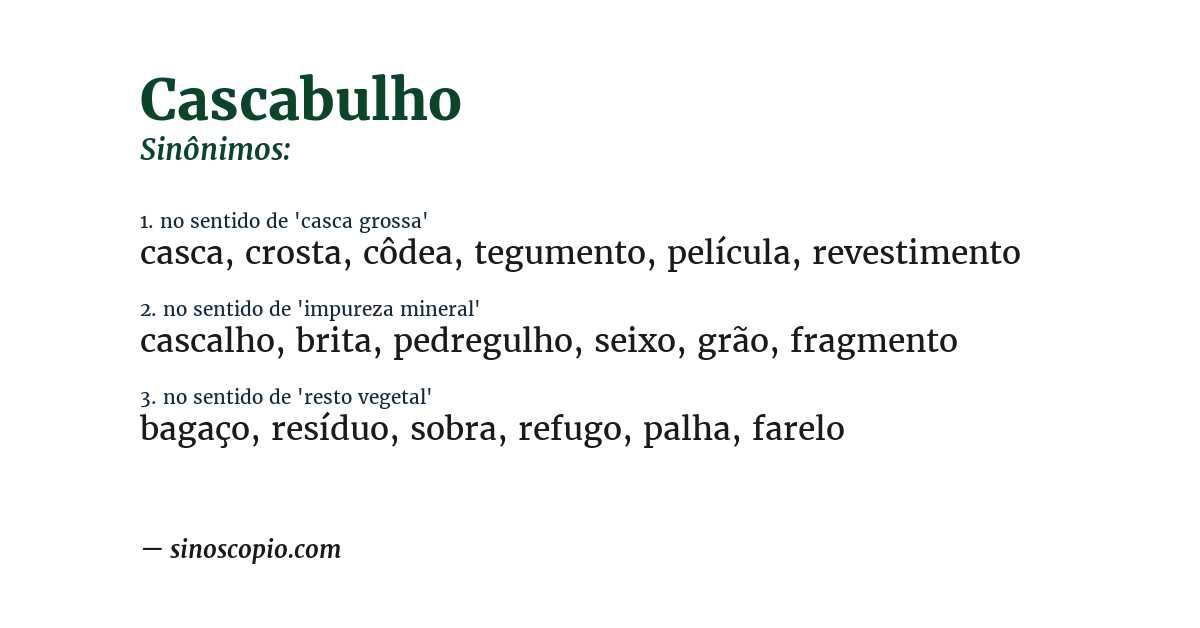 Sinônimo de cascabulho