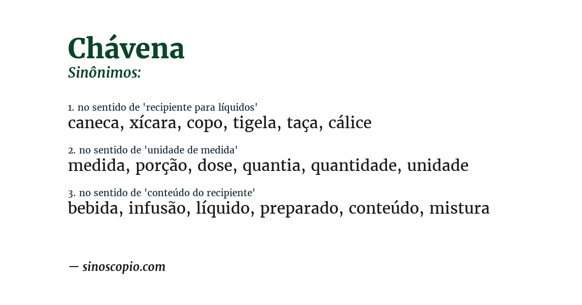 Sinônimo de chávena