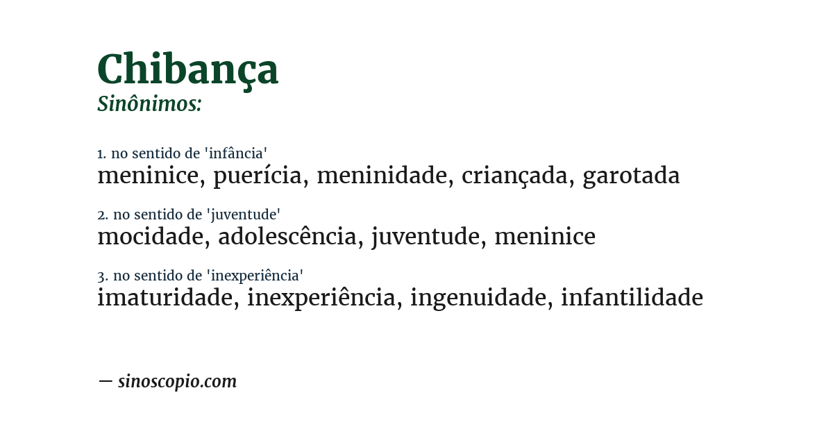 Sinônimo de chibança