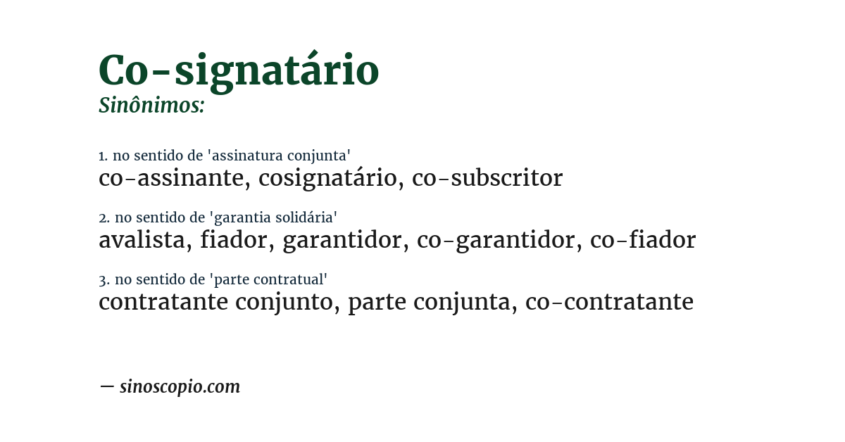 Sinônimo de co-signatário