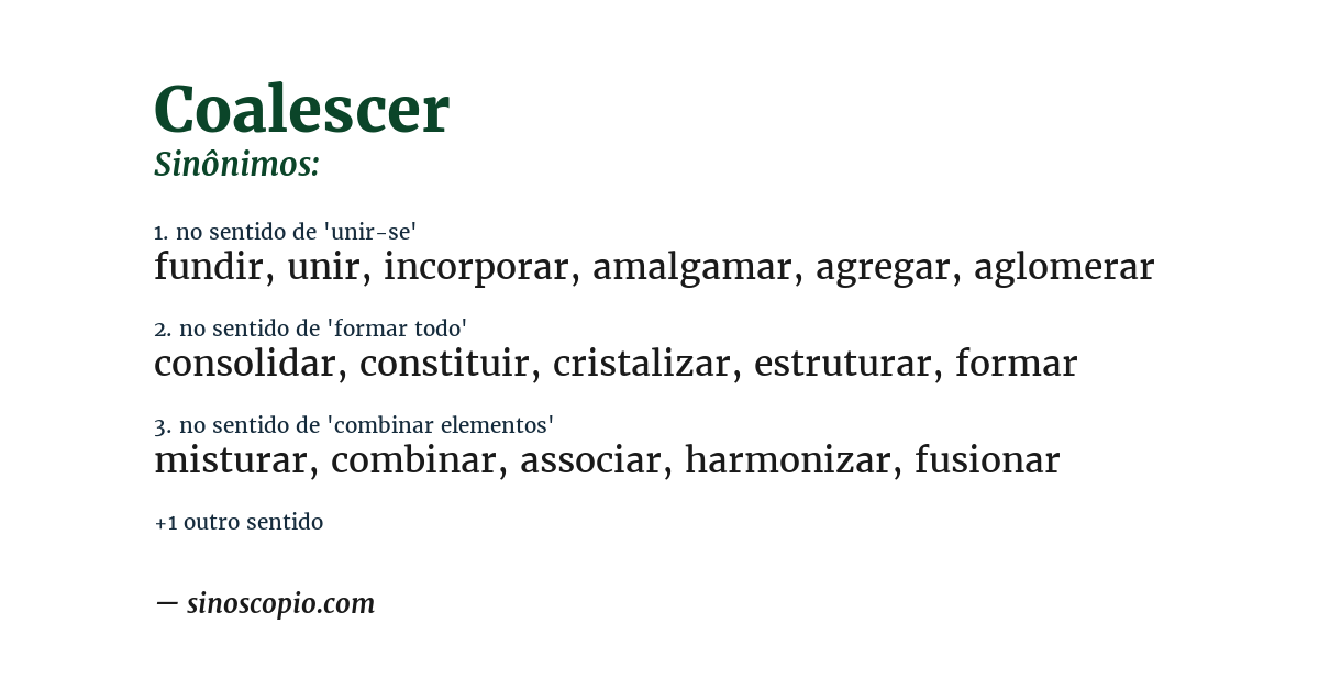 Sinônimo de coalescer