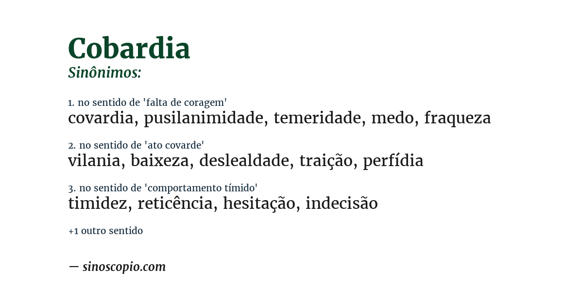 Sinônimo de cobardia