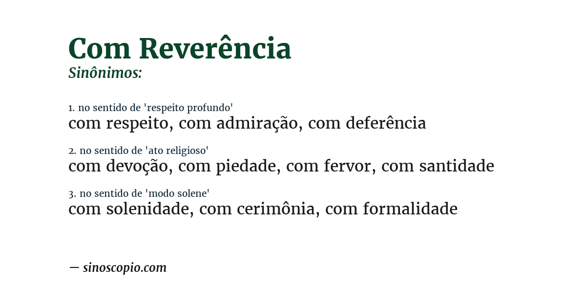 Sinônimo de com reverência