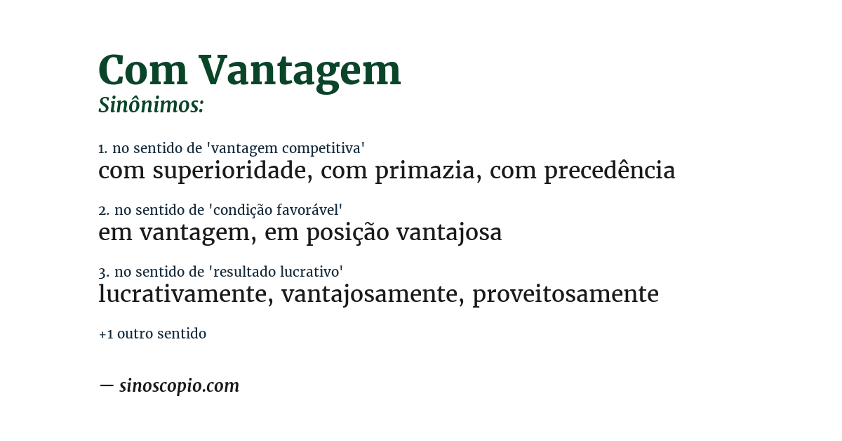 Sinônimo de com vantagem