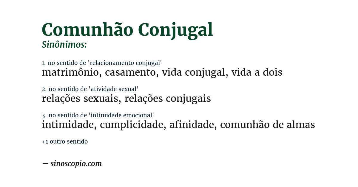 Sinônimo de comunhão conjugal