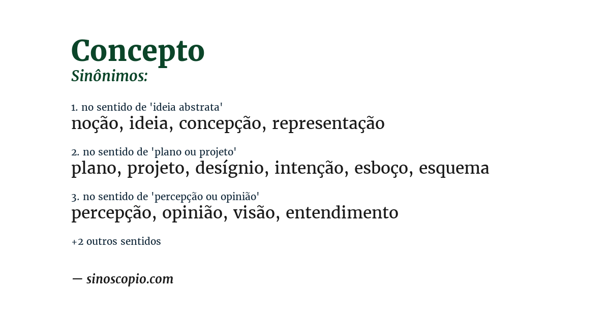 Sinônimo de concepto