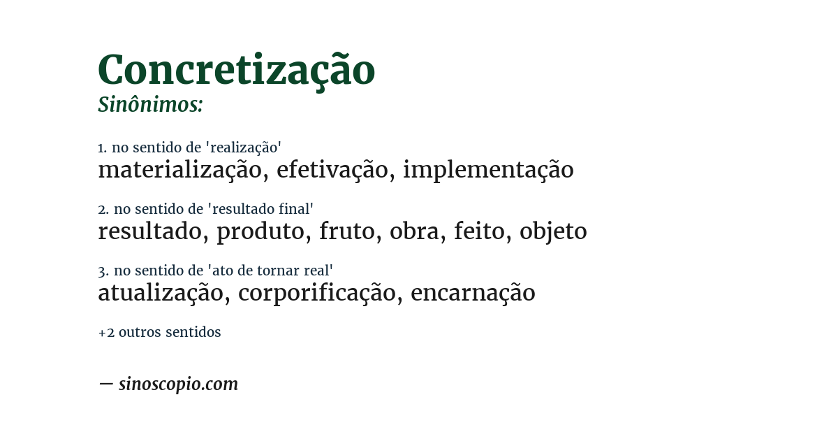 Sinônimo de concretização
