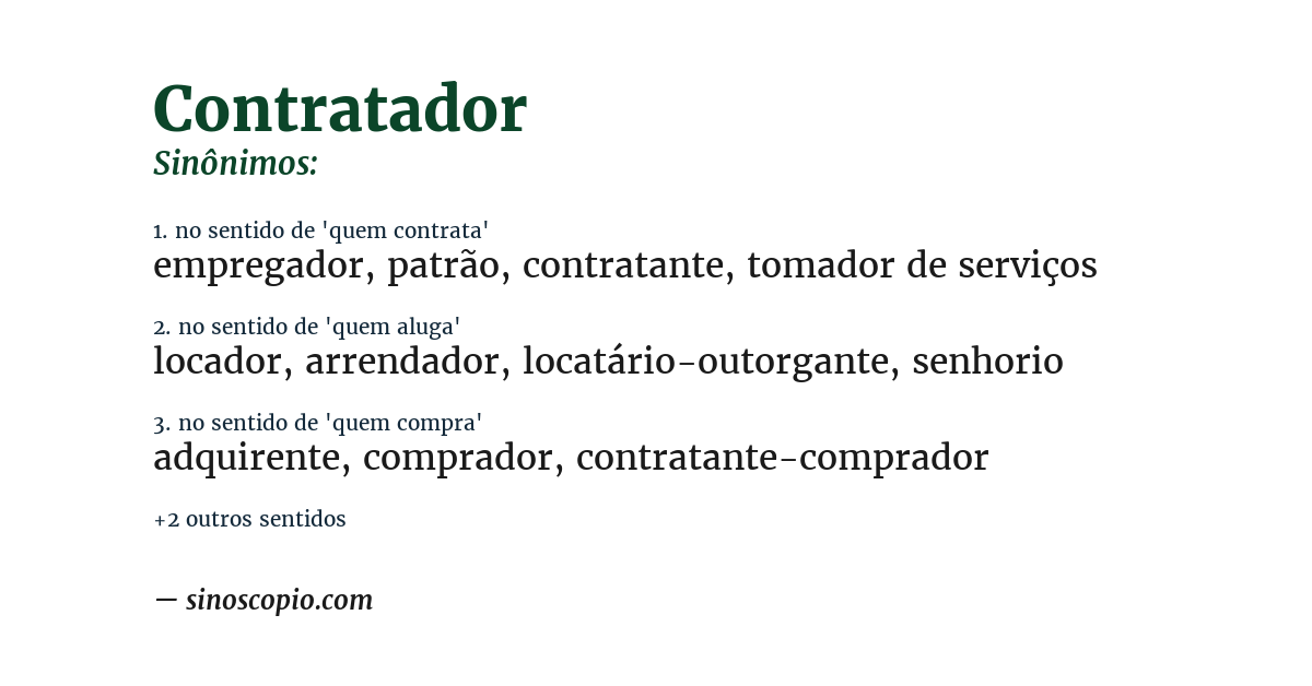 Sinônimo de contratador