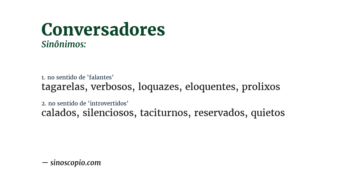 Sinônimo de conversadores
