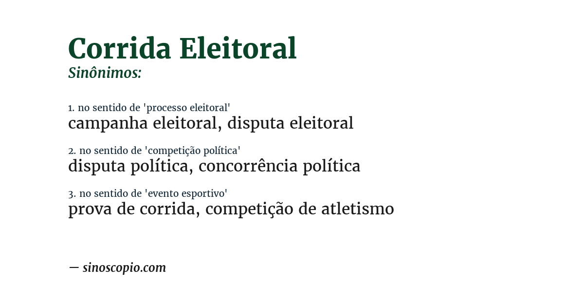 Sinônimo de corrida eleitoral