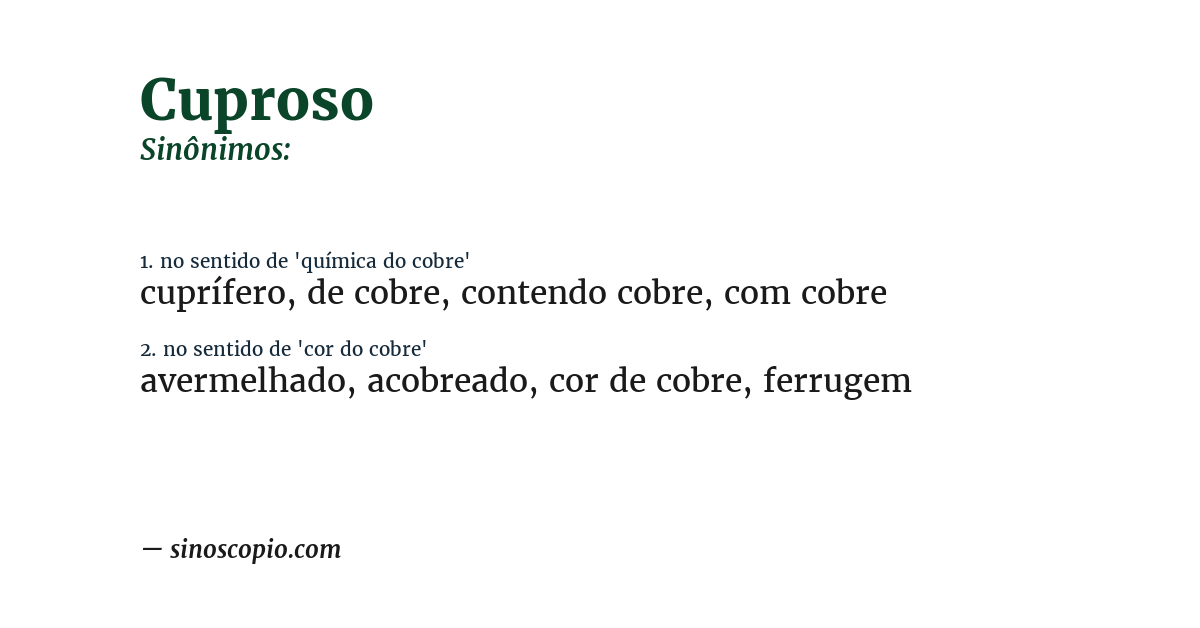 Sinônimo de cuproso