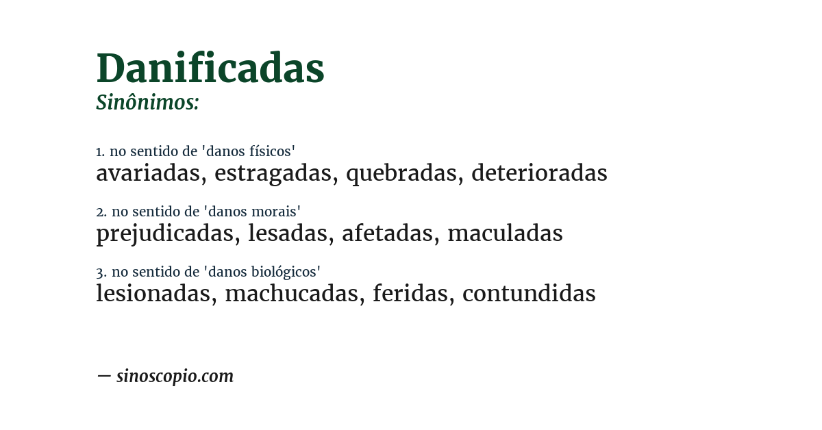 Sinônimo de danificadas
