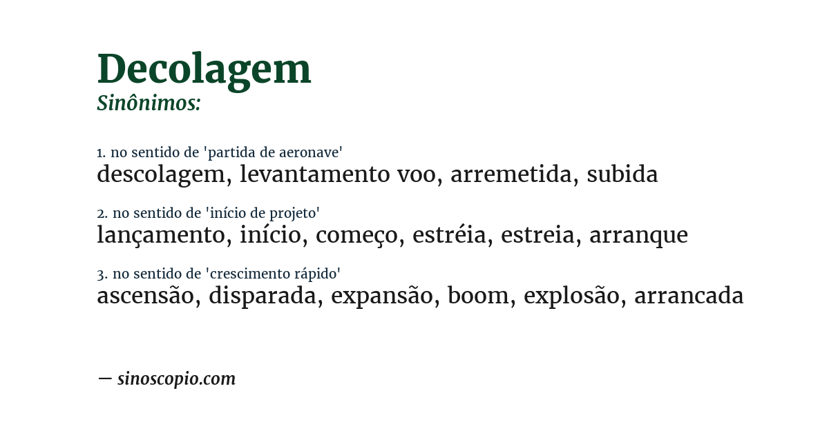 Sinônimo de decolagem