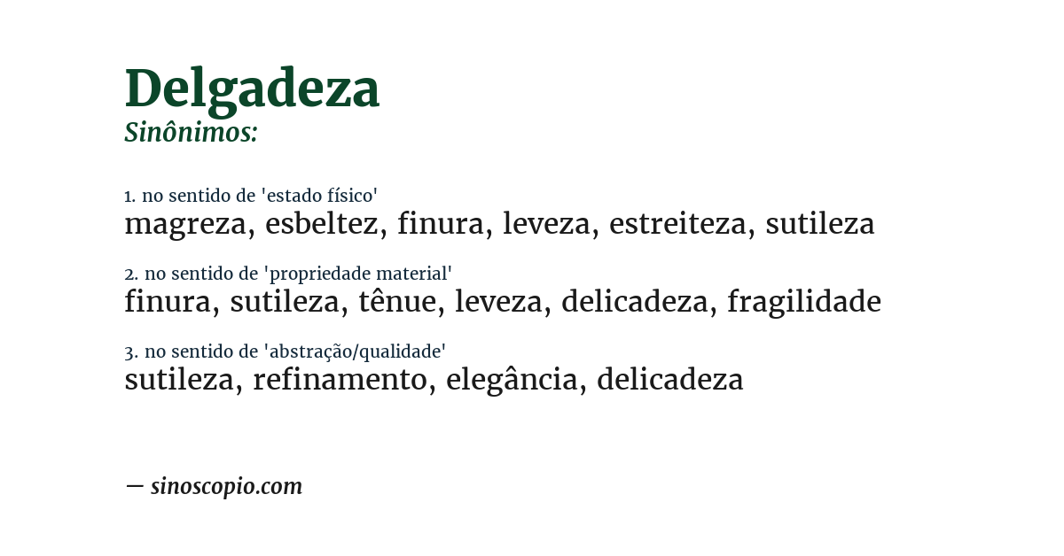 Sinônimo de delgadeza