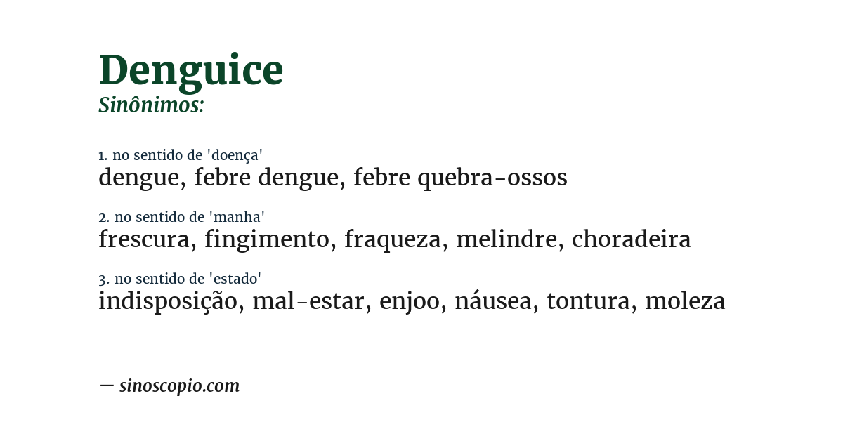 Sinônimo de denguice