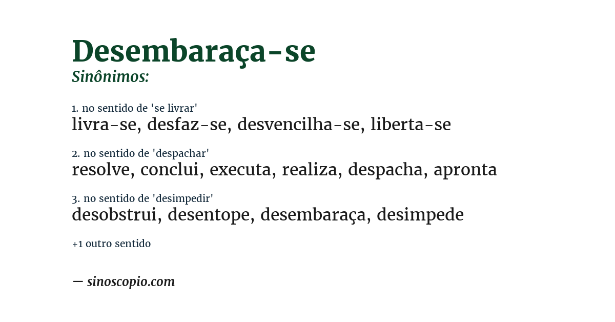 Sinônimo de desembaraça-se