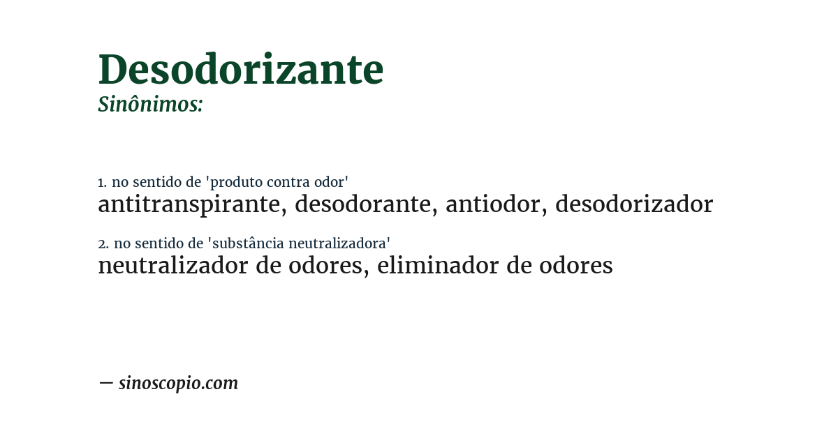 Sinônimo de desodorizante