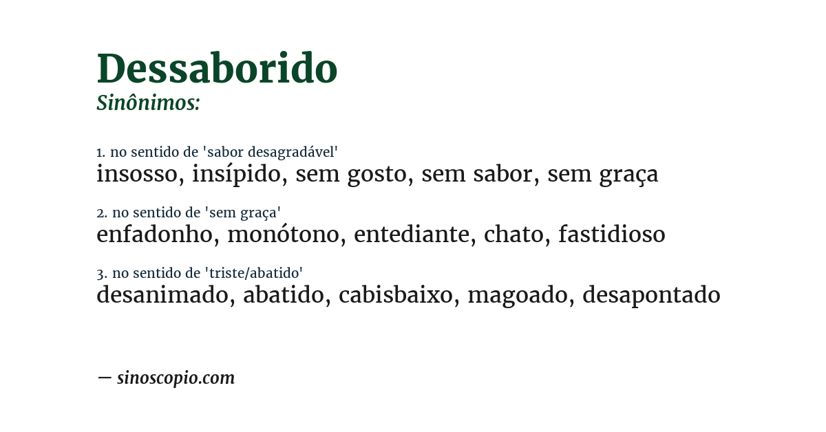 Sinônimo de dessaborido