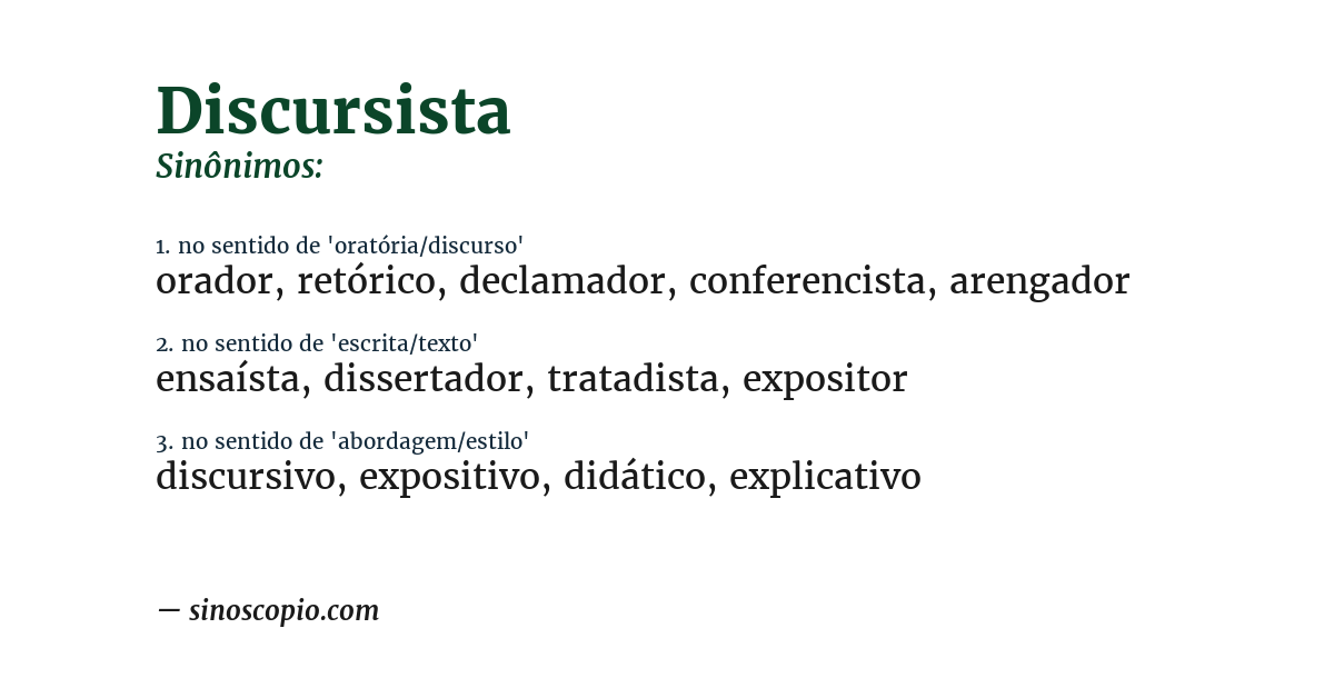 Sinônimo de discursista