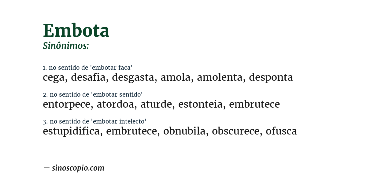 Sinônimo de embota