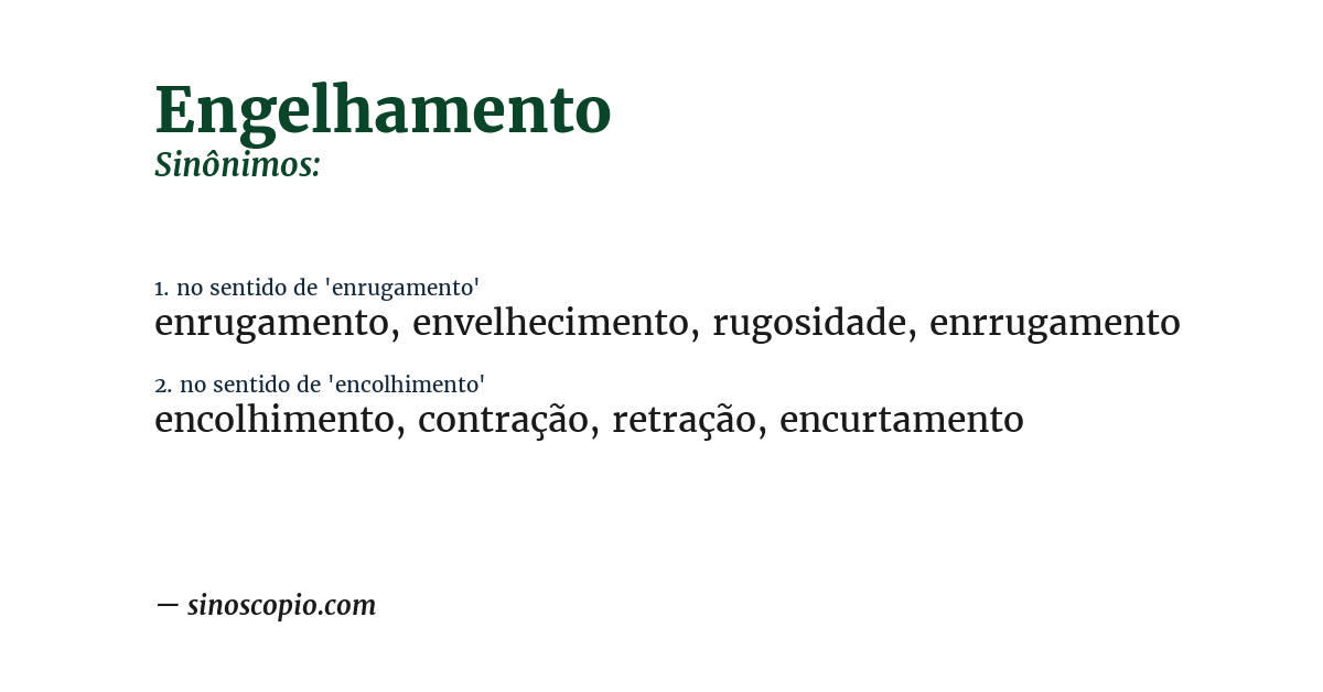 Sinônimo de engelhamento