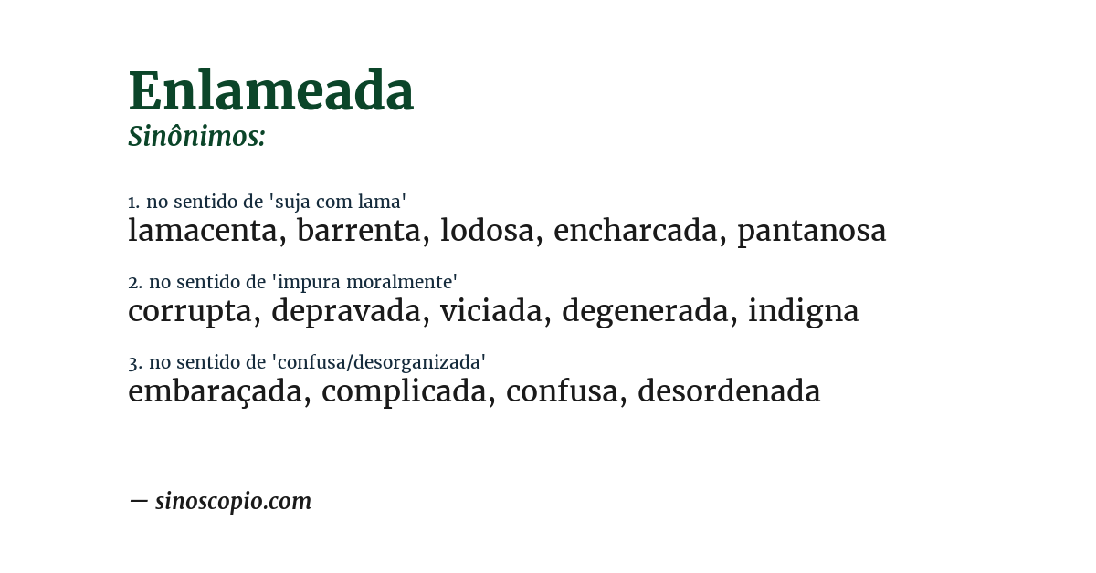 Sinônimo de enlameada