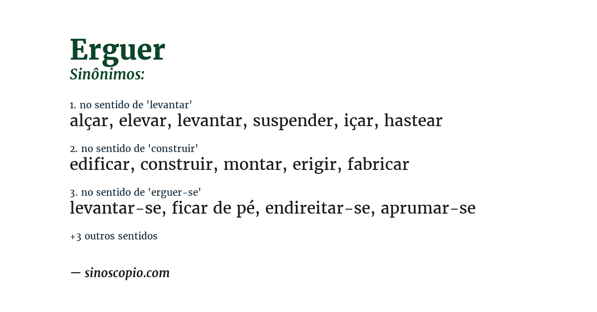 Sinônimo de erguer