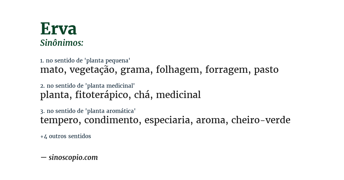 Sinônimo de erva