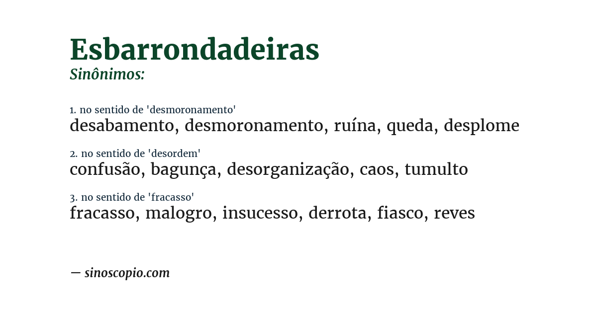 Sinônimo de esbarrondadeiras