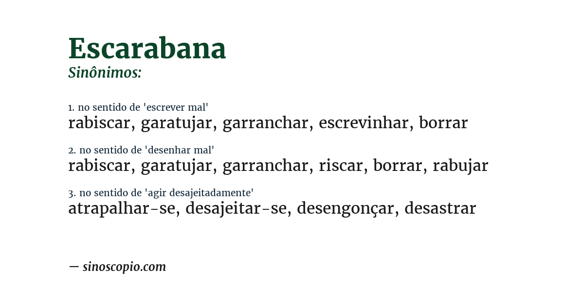 Sinônimo de escarabana