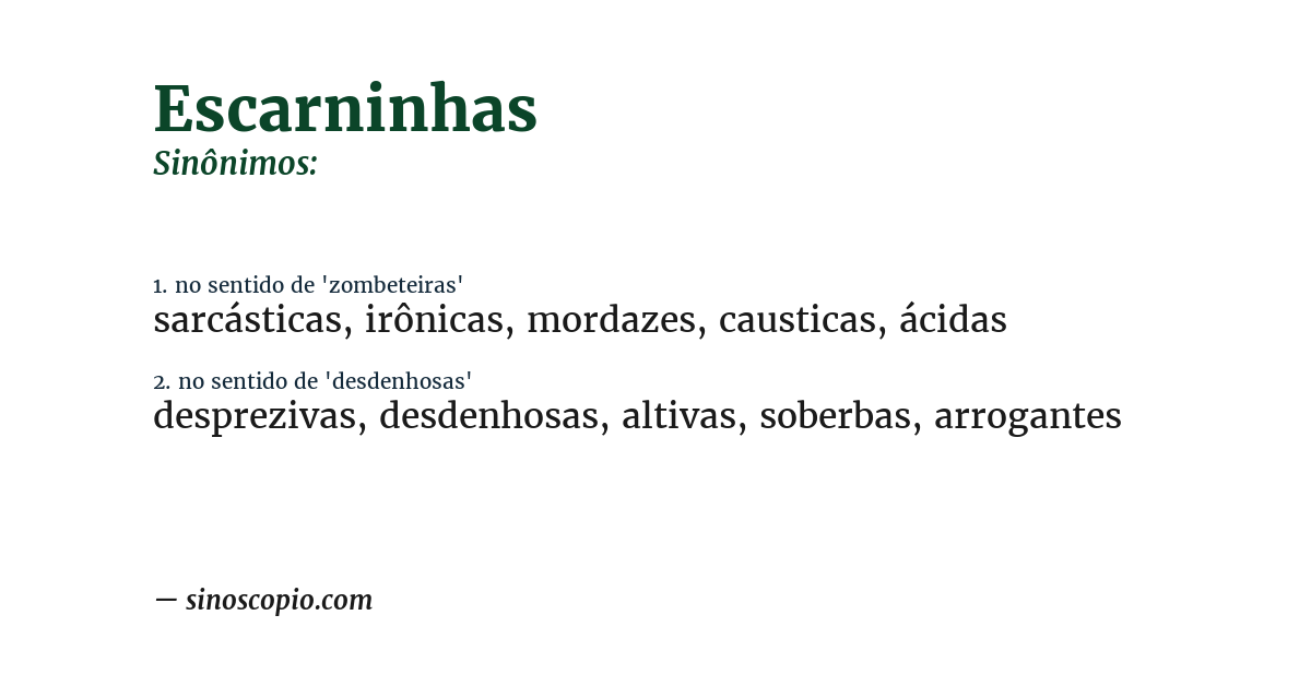 Sinônimo de escarninhas