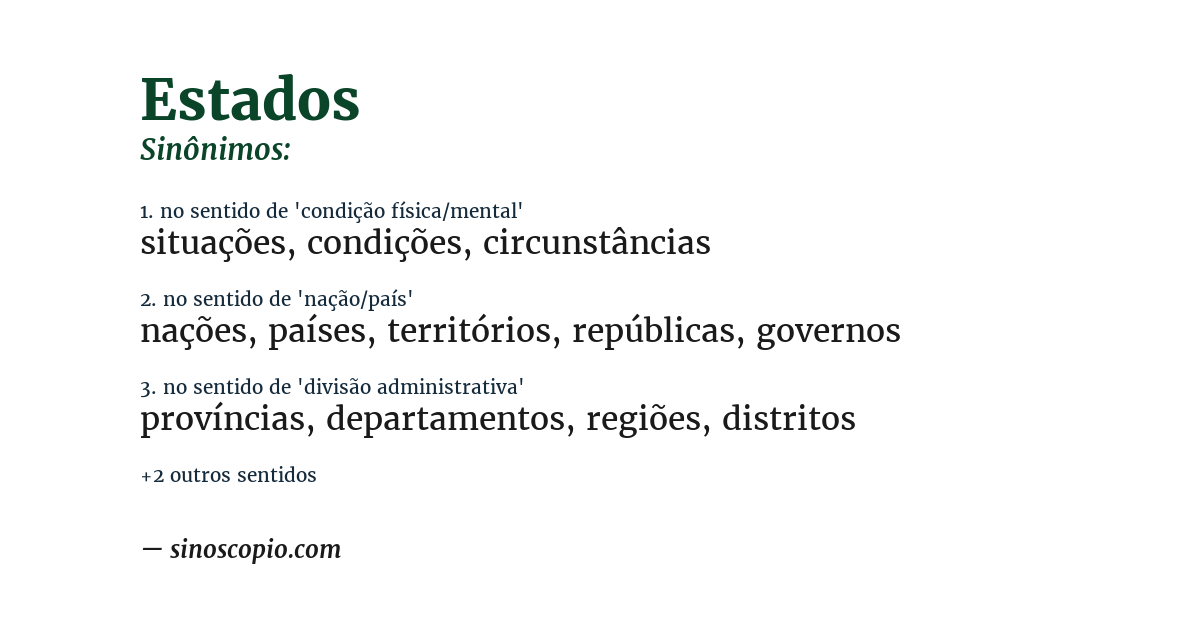 Sinônimo de estados