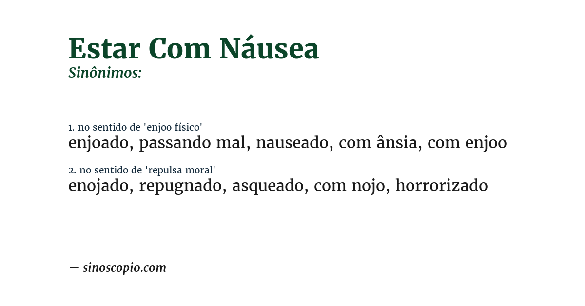 Sinônimo de estar com náusea