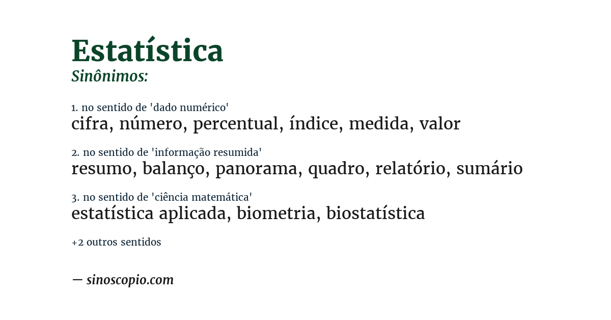 Sinônimo de estatística