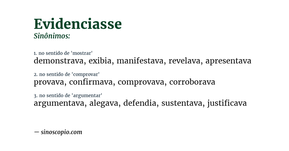 Sinônimo de evidenciasse