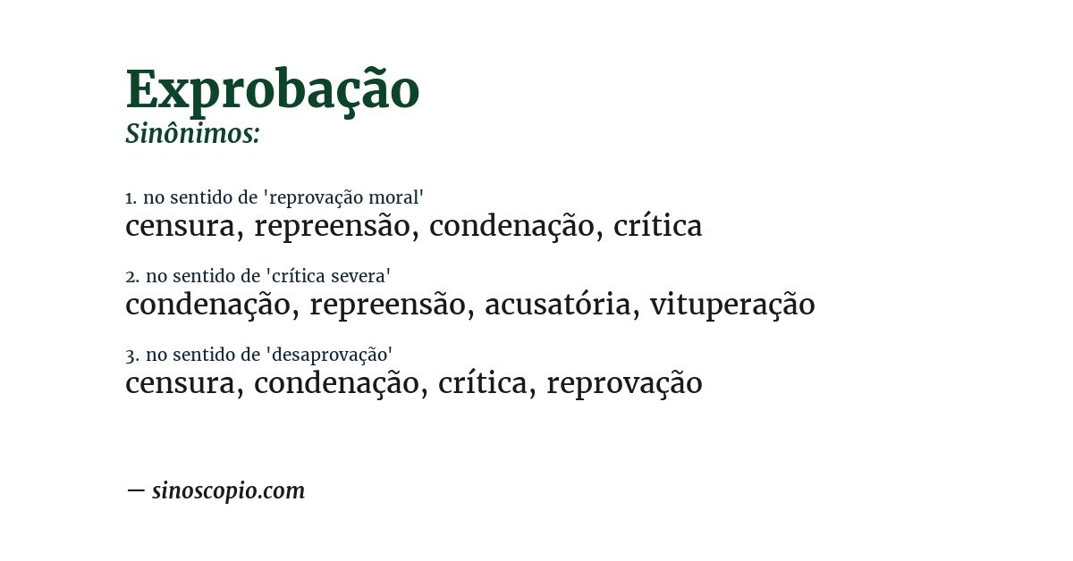Sinônimo de exprobação