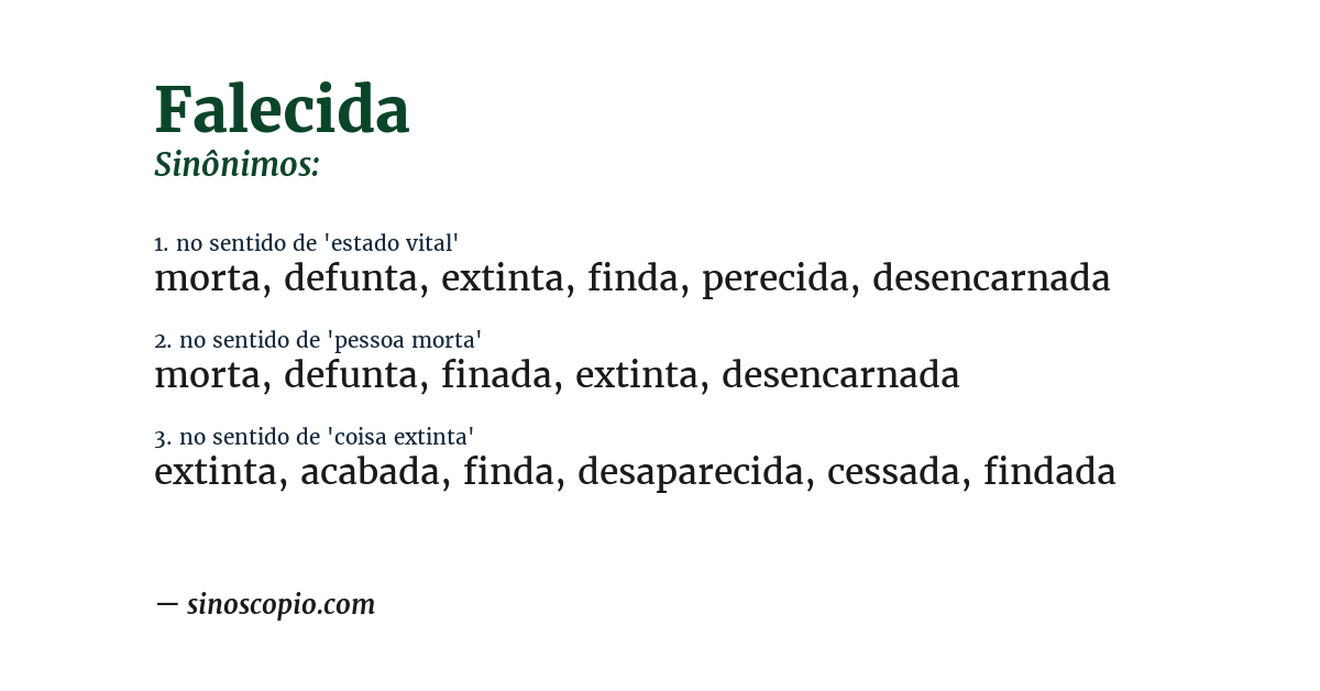 Sinônimo de falecida