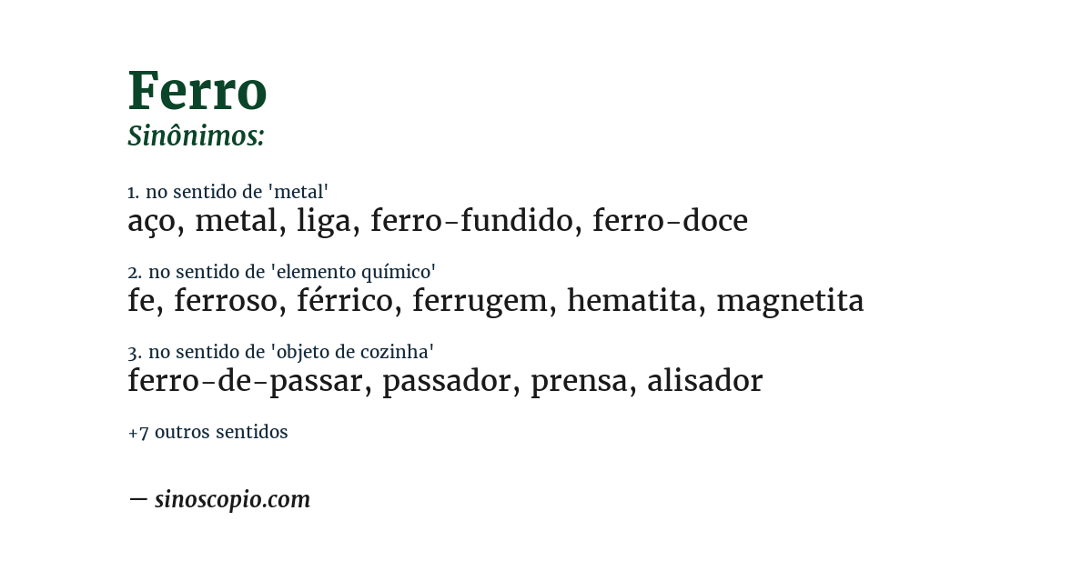 Sinônimo de ferro