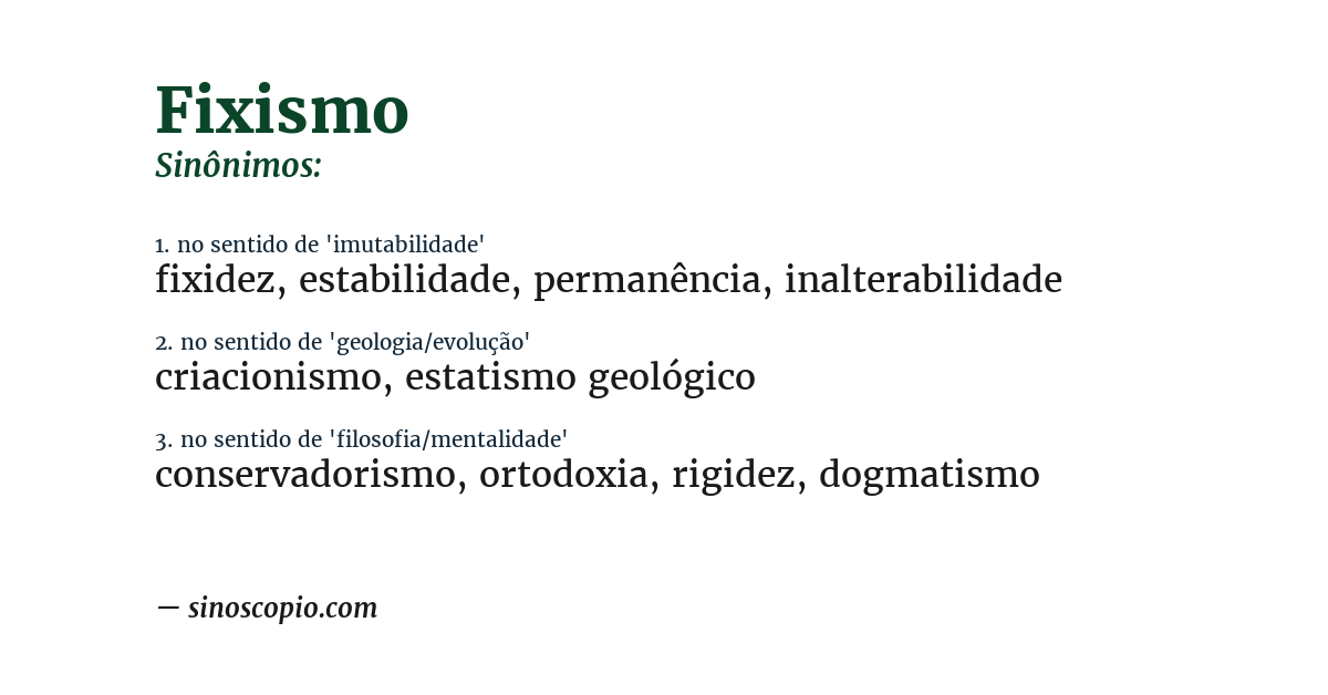 Sinônimo de fixismo