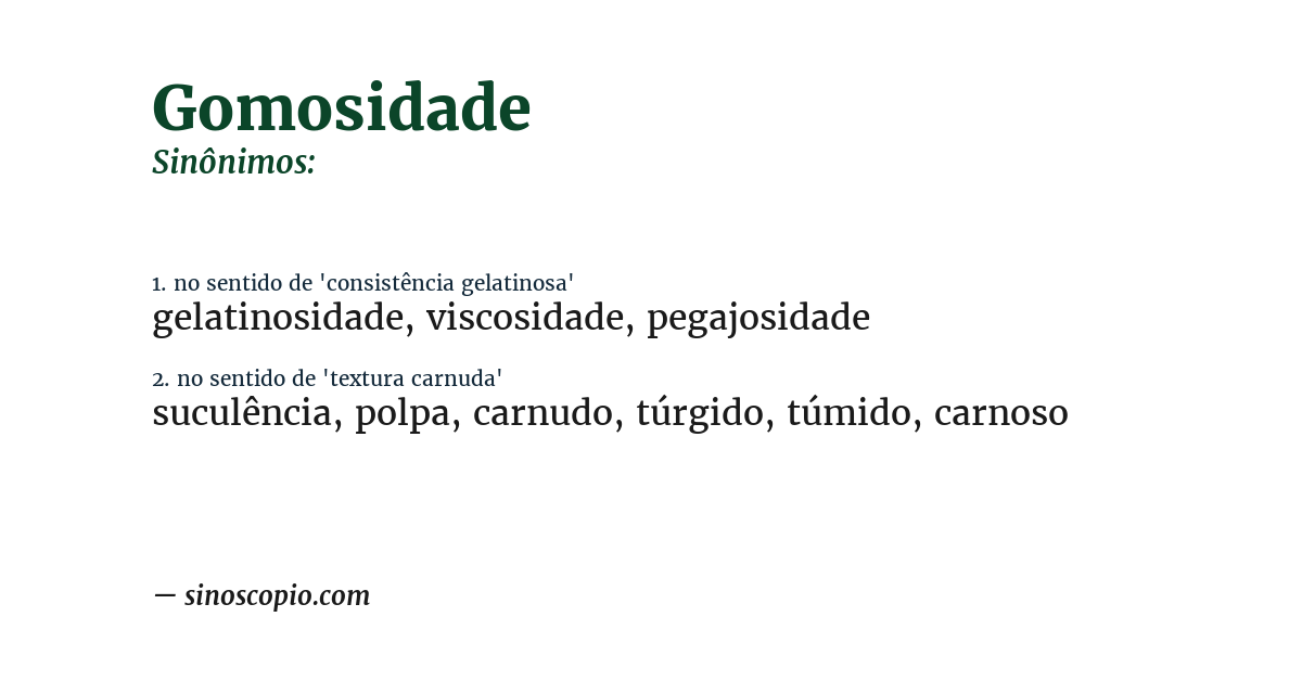 Sinônimo de gomosidade